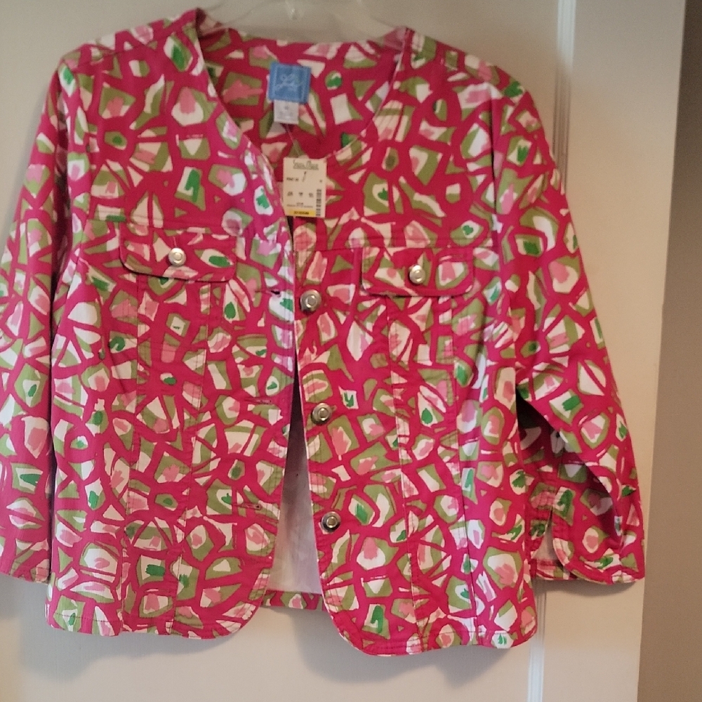 Vibrant Pink and Green Geometric Blazer